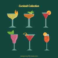 Бесплатное векторное изображение Коллекция коктейлей с плоским дизайном