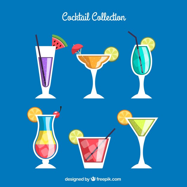 Cocktail collection with flat design