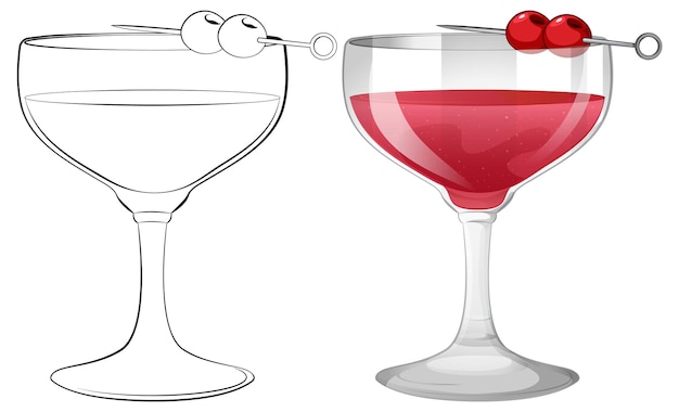 Cocktail Glasses with and without Drink
