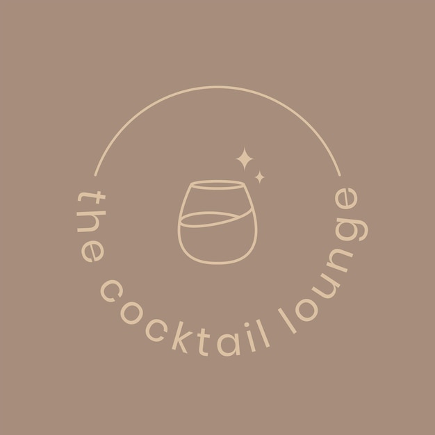 Free vector cocktail lounge logo template with minimal cocktail glass illustration