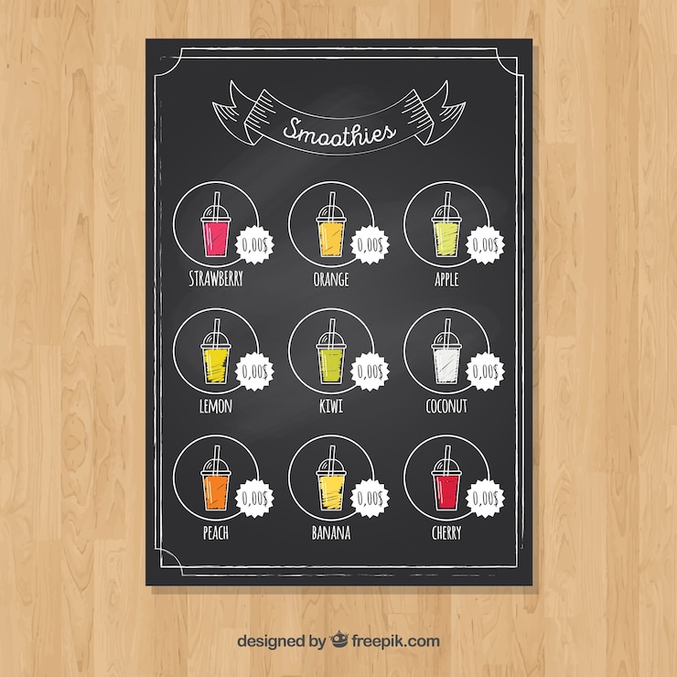 Free Vector cocktail menu on chalkboard