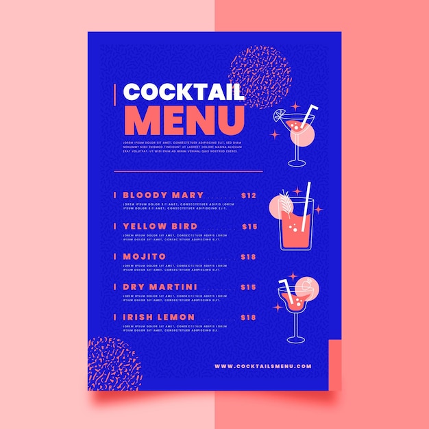 Concetto di menu di cocktail