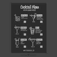 Free vector cocktail menu template blackboard style