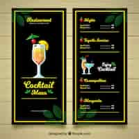 Vettore gratuito modello di menu cocktail in design piatto