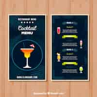 Vettore gratuito modello di menu cocktail in design piatto