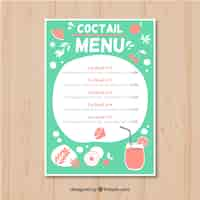 Free vector cocktail menu template in hand drawn style