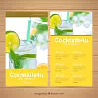 Free vector cocktail menu template with lemon
