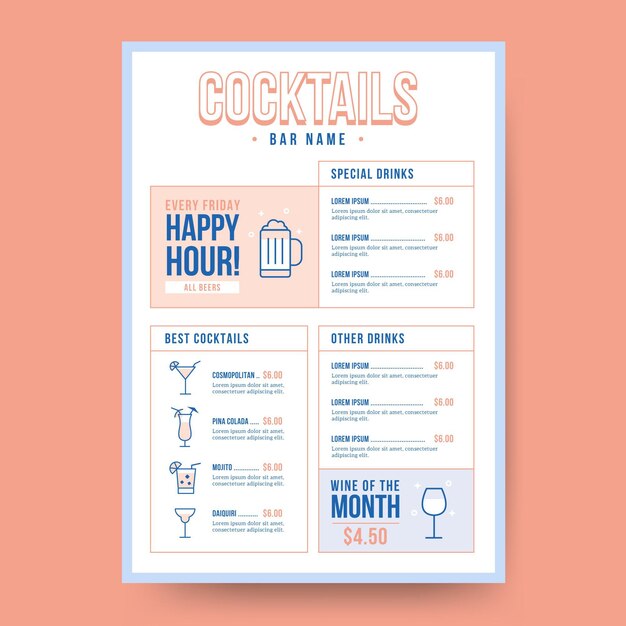 cocktail menu template
