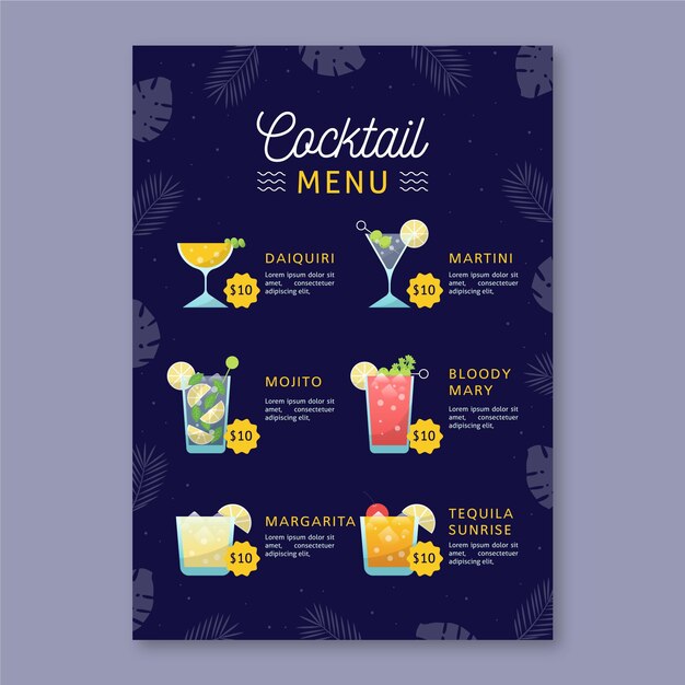 cocktail menu template