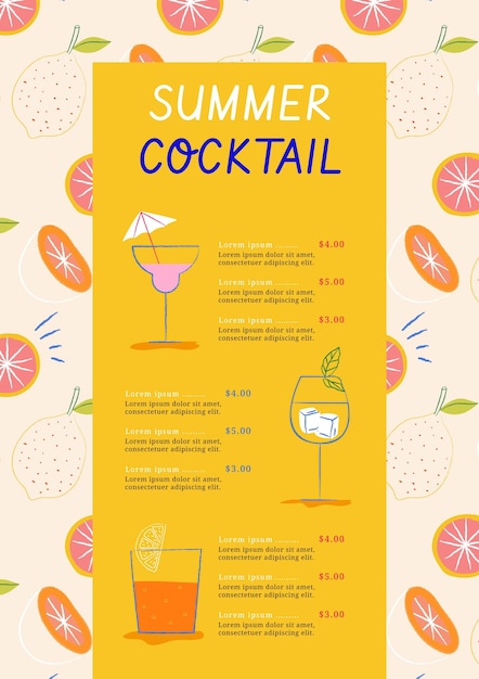 Cocktail menu template