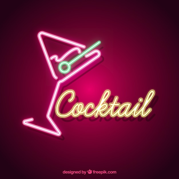 Free vector cocktail neon sign