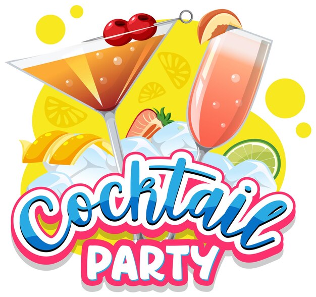 A cocktail party banner text