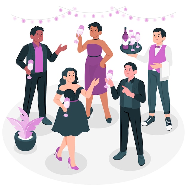 Free vector cocktail party concept illustration