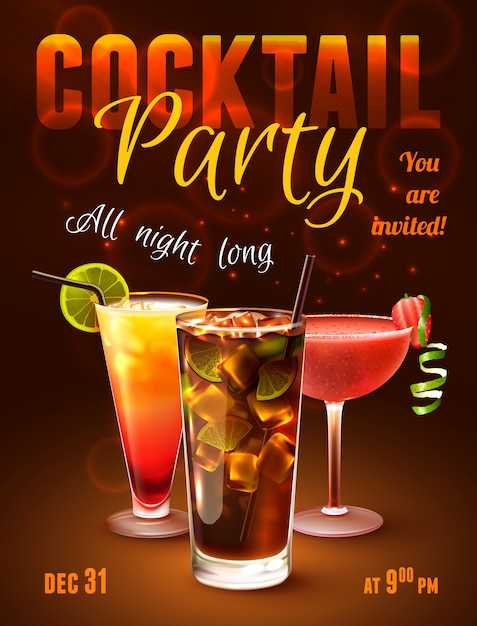 Cocktail Party Poster – Free Vector Template