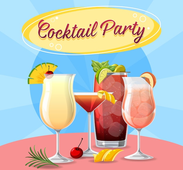 Free vector a cocktail party with comic background