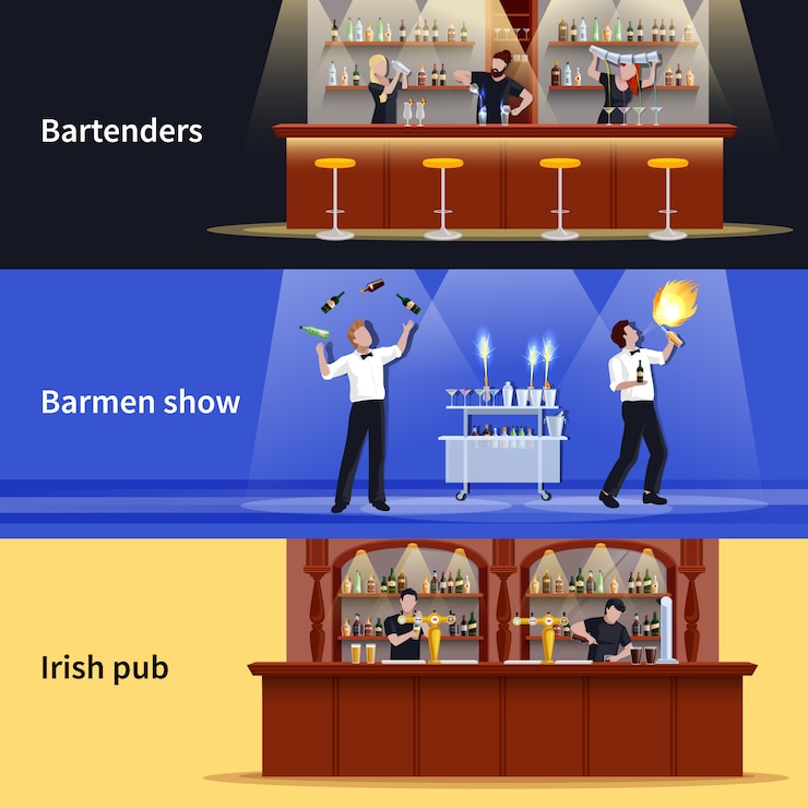 Free Vector cocktail people banner set 