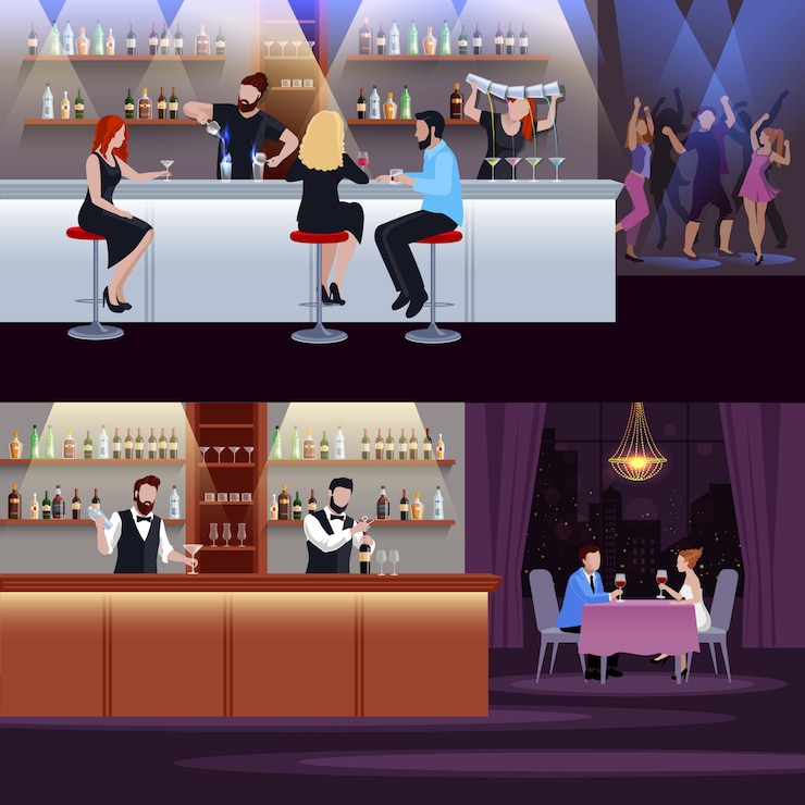 Free Vector cocktail people composition set