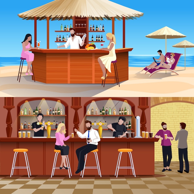 Free vector cocktail people composition set