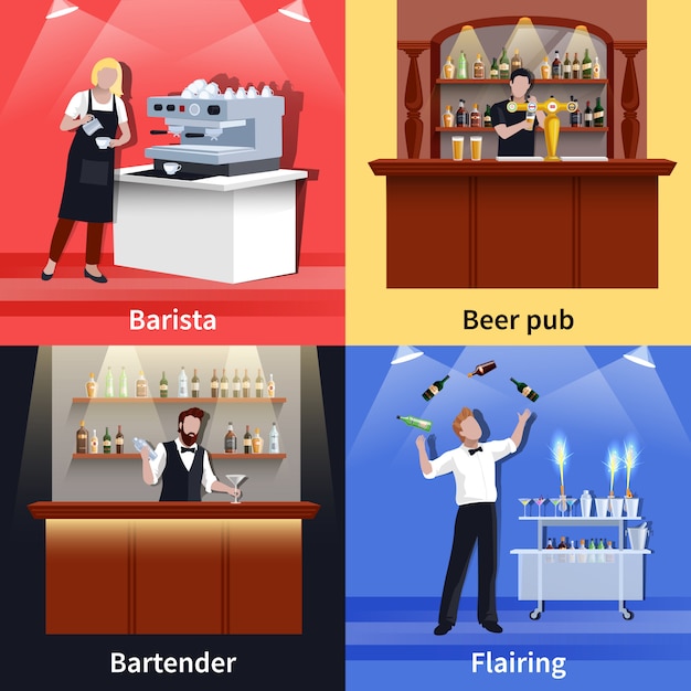 Vettore gratuito cocktail icon set