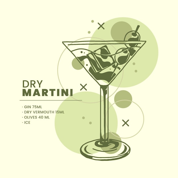 Free vector cocktail recipe concept