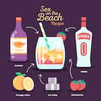 Vettore gratuito ricetta cocktail per il sesso in spiaggia