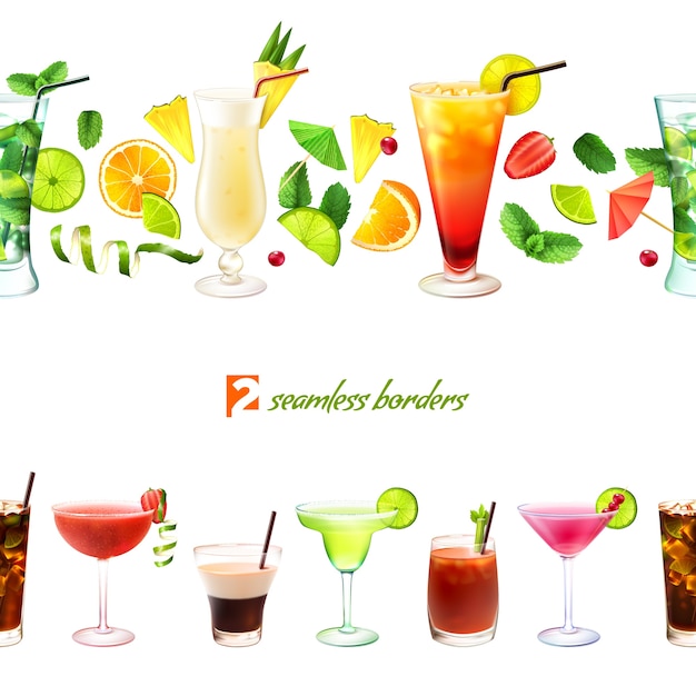 Free vector cocktail seamless border