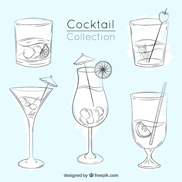 Cocktail sketches set