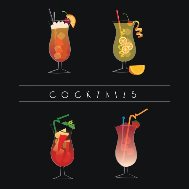 Free vector cocktails collection