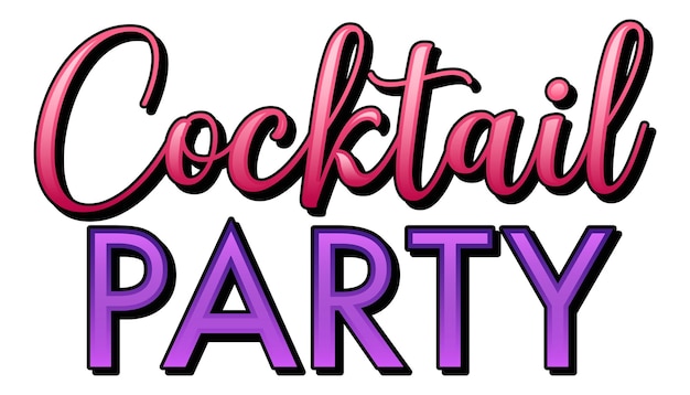 Cocktails Night Party Isolated Word Text