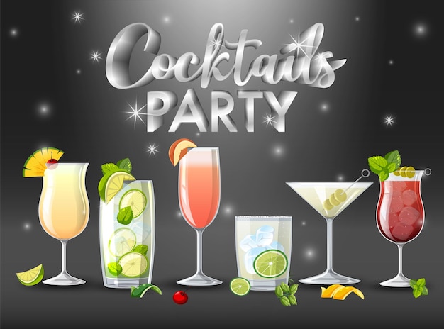 Free vector cocktails party sparkling background