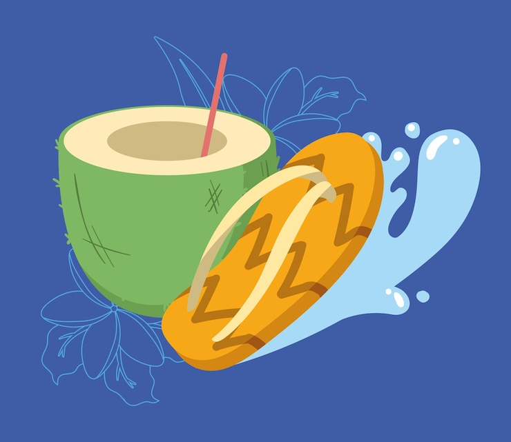 Free Vector coconut cocktail with sandals