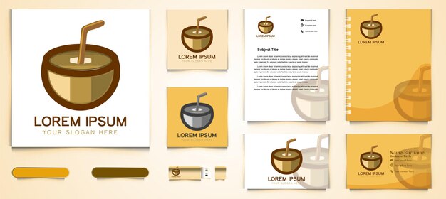 Coconut and straws logo and business branding template modern design inspiration