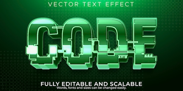 Code text effect, editable hacker and security text style