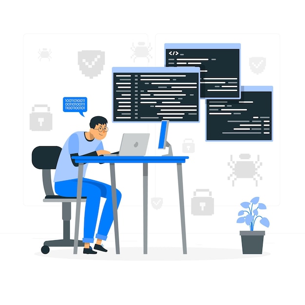 Code typing concept illustration