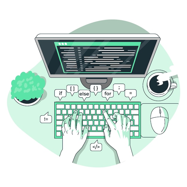 Code typing concept illustration