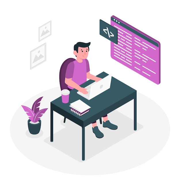 Free vector code typing concept illustration