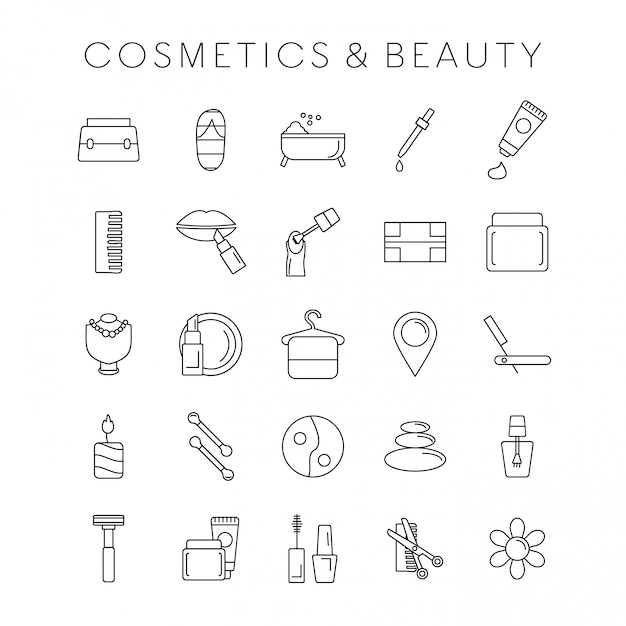 Coesmetic and beauty icons set