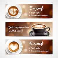 Free vector coffee advertising horizontal banners