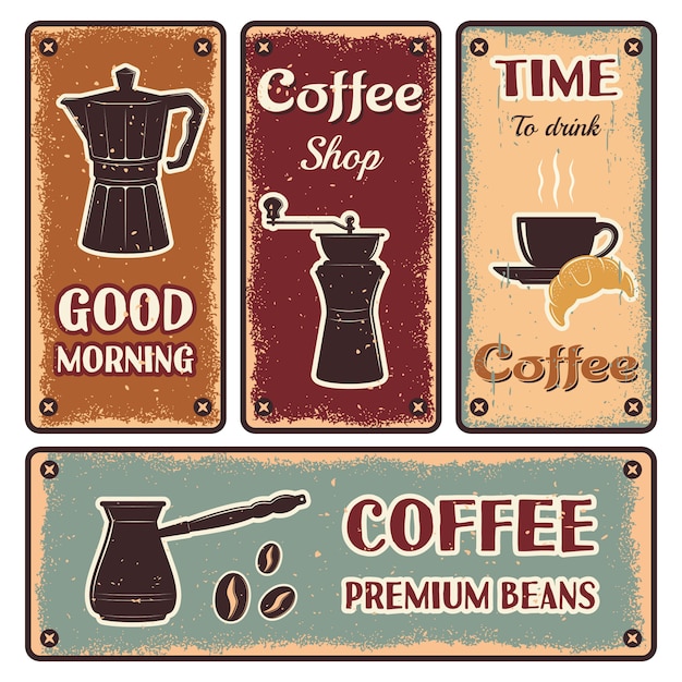 Бесплатное векторное изображение Набор кофейных баннеров