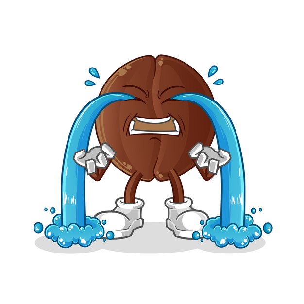 コーヒー豆泣くイラスト キャラクター プレミアムベクター
