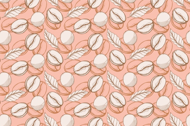 Free vector coffee bean drawing pattern