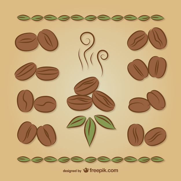 Free vector coffee beans drawings