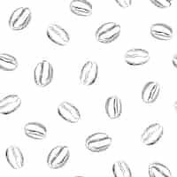 Бесплатное векторное изображение Кофейные зерна бесшовные модели в стиле эскиза