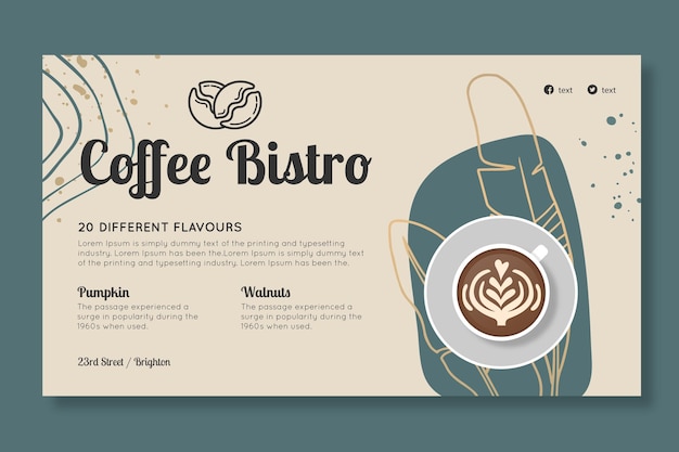 Vettore gratuito modello di banner bistrot caffè