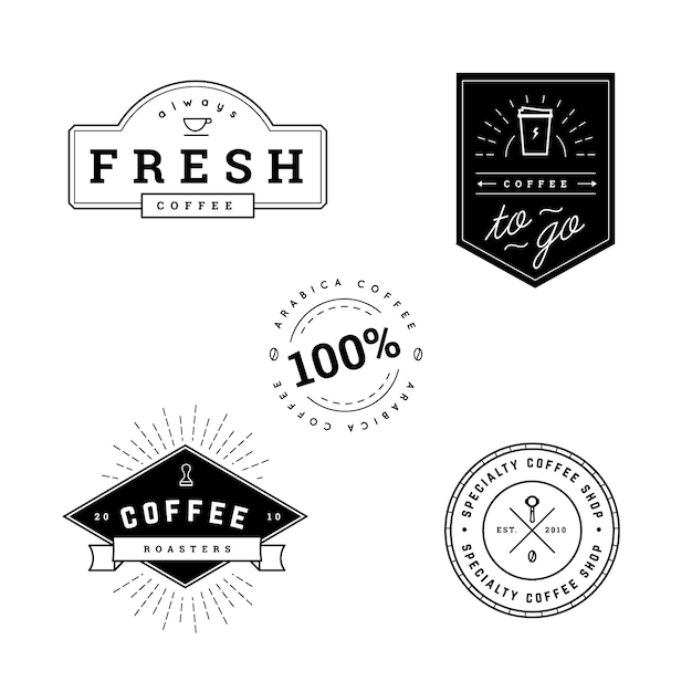 Free vector coffee black labels