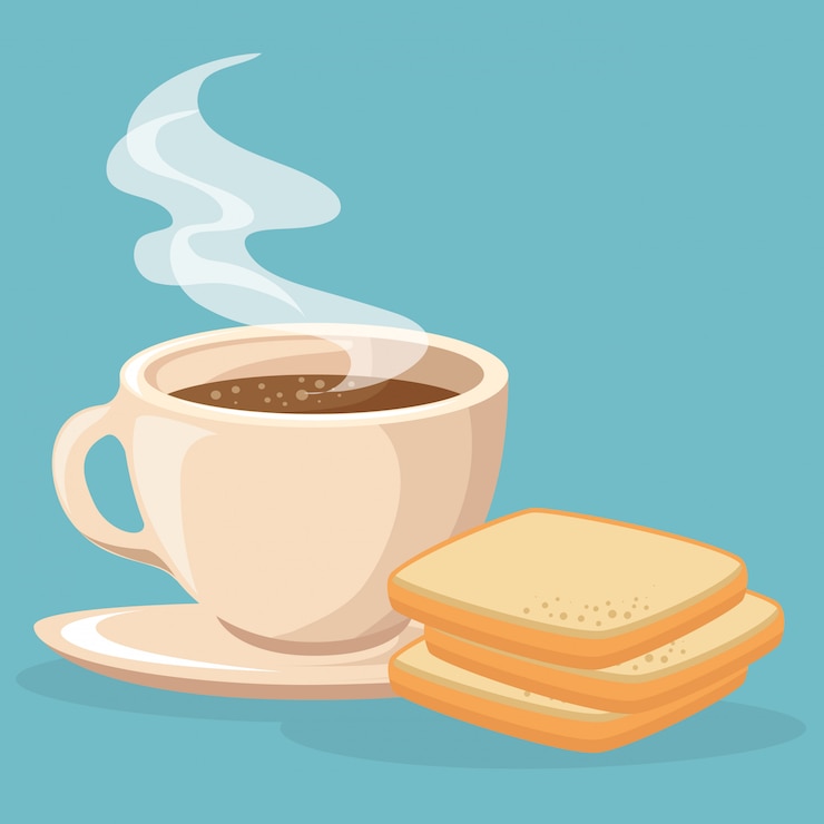 Free Vector coffee and bread toast