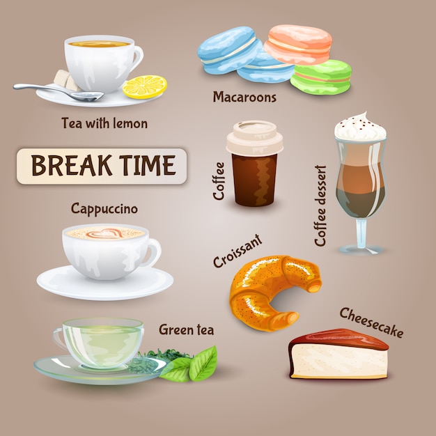 Free vector coffee break set