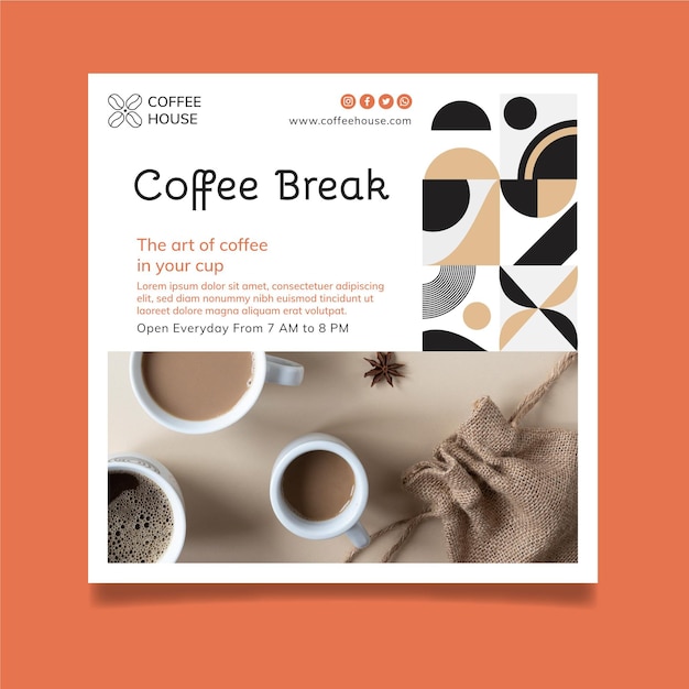 Free vector coffee break squared flyer template