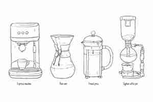 Free vector coffee brewing methods collection