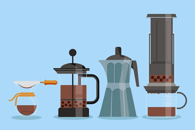 Coffee brewing methods concept